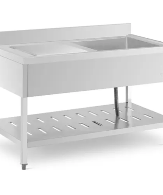 Évier professionnel - 1 bac - Royal Catering - Acier inoxydable - 140 x 70 cm