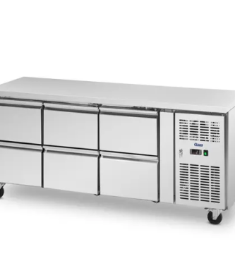 Table réfrigérée sur roulettes - 410 l - 6 tiroirs - 179,5 x 70 cm - Classe B - Inox - Royal Catering