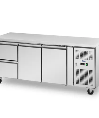 Table réfrigérée sur roulettes - 410 l - 2 compartiments - 2 tiroirs - 179,5 x 70 cm - Classe B - inox - Royal Catering