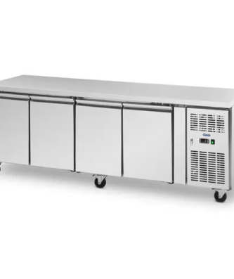 Table réfrigérée sur roulettes - 550 l - 4 Compartiments - 223 x 70 cm - Classe B - Inox - Royal Catering