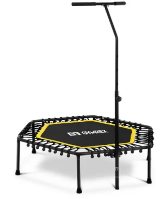 Trampoline de fitness avec barre de maintien - Jaune