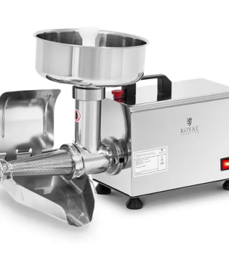 Presse tomates électrique - 450 W - 80 tr/min - acier inoxydable - couvercle avec poignée - Royal Catering