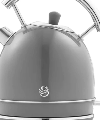 Retro Bouilloire, 1,8 L, Acier Inoxydable sans BPA, Résistance Cachée, sans Fil 3000 Gris SK14630GRNEU