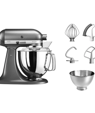Robot pâtissier Artisan tête inclinable 4,8 L 300 W gris étain 5KSM175PSEMS + accessoires Kitchenaid