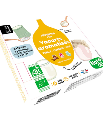 Préparation en poudre pour yaourts aromatisés Vanille Framboise Coco Nat-ali