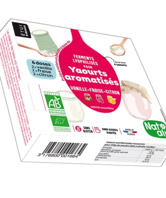 Préparation en poudre pour yaourts aromatisés Vanille Fraise Citron Nat-ali