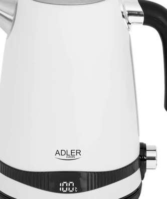 bouilloire électrique de 1,7L avec écran LCD et régulation de température 2200W noir blanc Adler