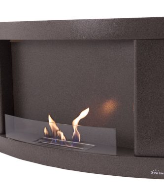 Cheminée à l'éthanol en acier noir et verre trempé Purline