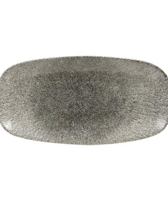 Assiettes oblongues Churchill Studio Prints Raku Quartz Black 355mm (Lot de 6)