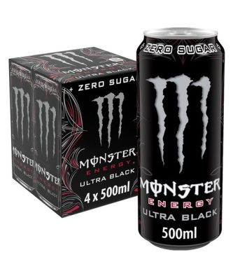 Monster 4 Pack Energy Drink Ultra Black 500ml (6 x 4 Pack))