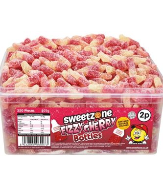 Sweetzone Tubs Fizzy Cherry Bottles Halal 805g 350 Pieces