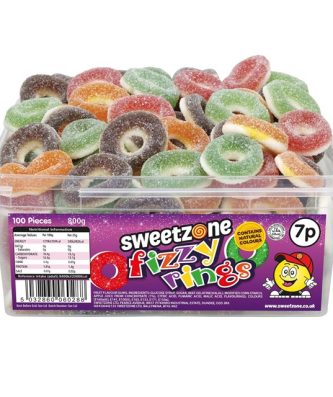 Sweetzone Tubs Fizzy Rings 800g 7p (100 Pieces)