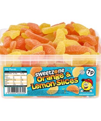 Sweetzone Tubs Orange & Lemon Slices Halal 800g 100 Pieces