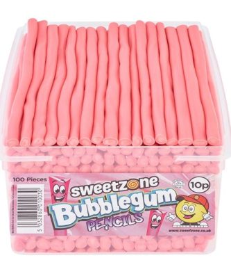 Sweetzone Bubblegum Pencils Tubs 100 Pieces