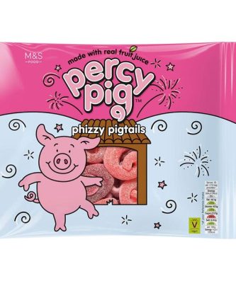 M&S Percy Pig Phizzy Pigtails 400g