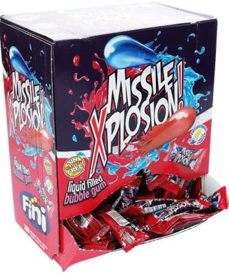 FINI MISSILE XPLOSION BUBBLE GUM 200 x 5p GLUTEN FREE