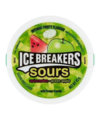HERSHEY ICE BREAKERS SOURS WATERMELON GREEN APPLE 42g (8 Pack)