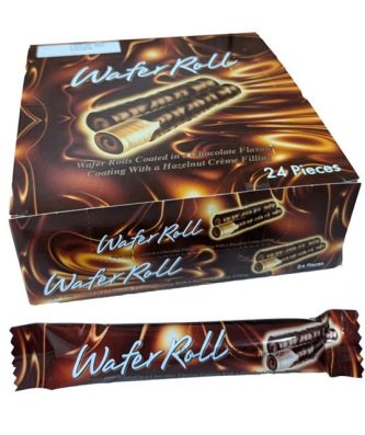 Wafer Roll Chocolate Flavour Coating with Hazelnut Creme Filling 18g 24 Pack
