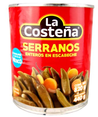 La Costena Serrano Whole Chillies 800g