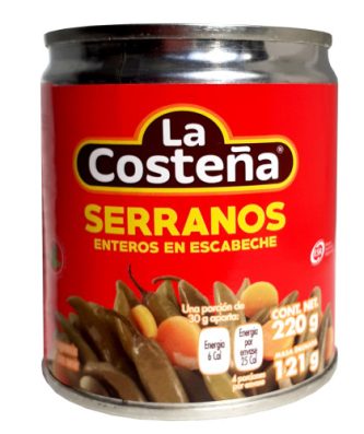La Costena Serrano Whole Chillies 220g