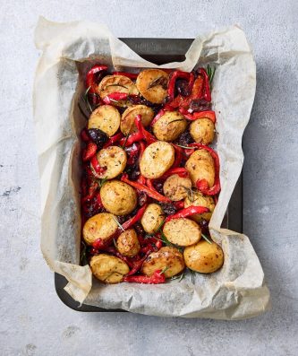 Potato, Capsicum and Olive Tray Bake