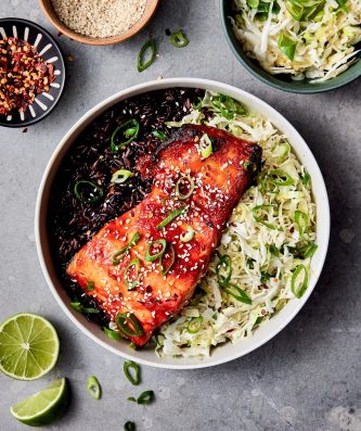 Glazed Salmon and Rice Bowl