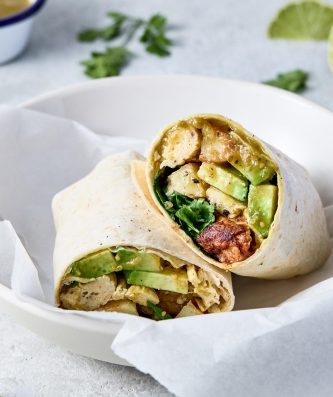 Breakfast Burrito: Potato, Egg, and Avocado