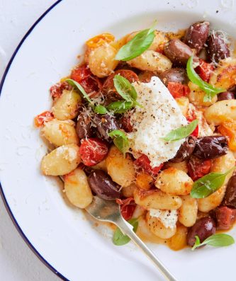 Gnocchi with Tomato, Black Olive, Basil & Ricotta
