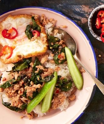 Chilli, Basil, Chicken & Fried Egg Stir-Fry