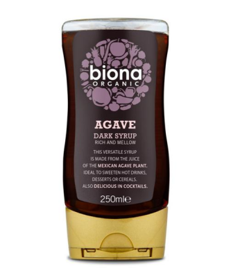 Biona Dark Agave Squeezy Sirop sans produits laitiers, sans gluten, végétalien, 250 ml