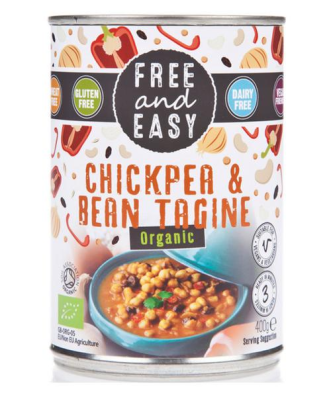 Free & Easy Organic Chickpea & Bean Tagine Ready Meal dairy free, Vegan, 400g