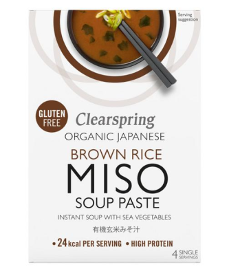 Clearspring Bio Pâte à Soupe Instantanée Miso & Légumes de Mer Sans Gluten, Végétalien, 4x15g