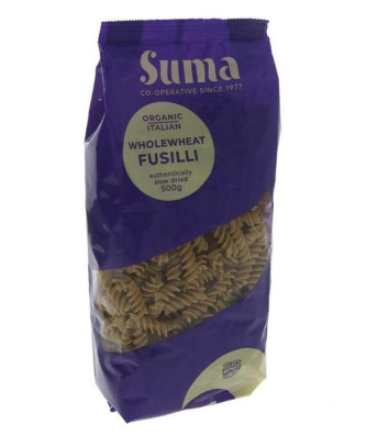 Suma Organic Wholewheat Fusilli Pasta 500g