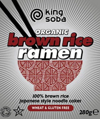 King Soba Organic Brown Rice Ramen Noodles Gluten Free, wheat free, 280g