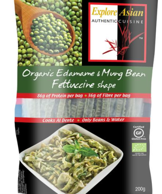 Explorez les pâtes Fettuccine aux edamames et haricots mungo bio asiatiques sans gluten, 200 g