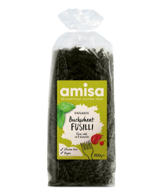 Amisa Pâtes fusilli au sarrasin bio sans gluten, sans blé, 500g