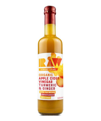 Raw Vibrant Living Vinaigre de Cidre Bio Curcuma & Gingembre 500ml