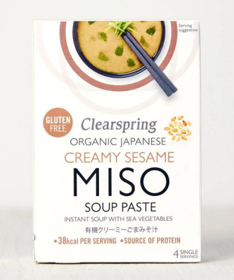 Clearspring Pâte miso instantanée au sésame crémeuse biologique sans gluten, végétalien, 60 g
