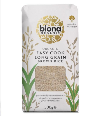 Biona Organic Long Grain Easy Cook Brown Rice Vegan, 500g