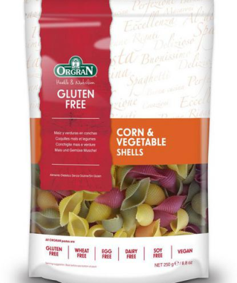 Orgran Pâtes Coquilles Maïs & Légumes Sans Gluten 250g