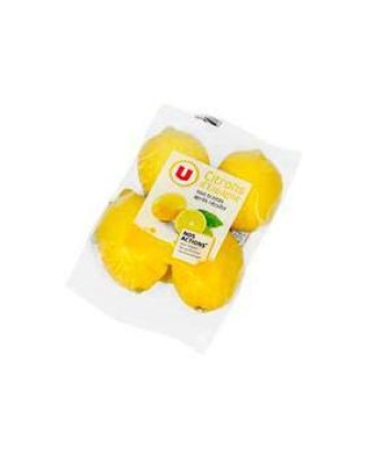 Citron jaune verna, U, Calibre 4, Catégorie 1, Non traité après récolte, Espagne, sachet 4 frui...