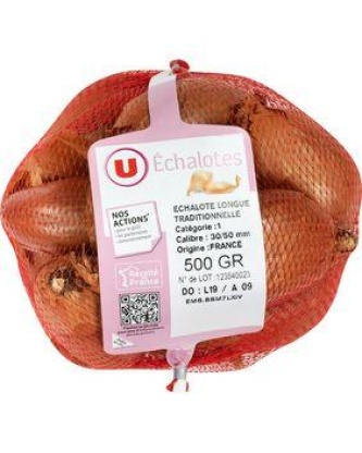 Echalote traditionnelle longue, U, calibre 30/50, catégorie 1, France,Filet 500g
