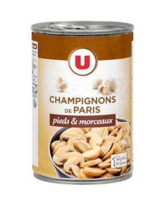 Champignons de Paris pieds et morceaux U boîte 1/2 230g