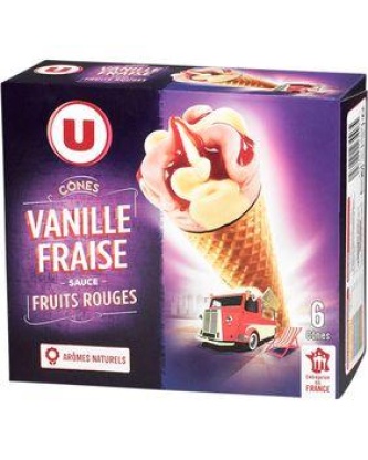 Cônes vanille fraise U x6 384g