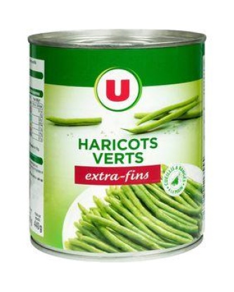 Haricots verts extra-fins cueillis et rangés à la main U boîte 440g