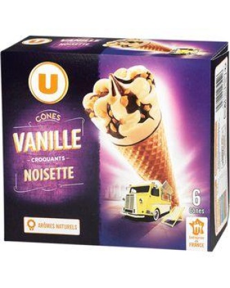 Cônes vanille U x6 384g