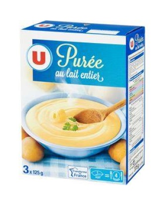 Purée au lait entier U paquet 375g