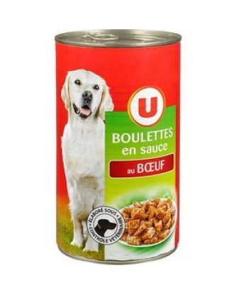 Boulettes sauce pour chien boeuf U boîte 3/2 1,250kg