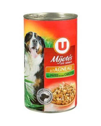 Mijotés sauce p/chien agneau/pates/carottes U bte3/2 1,200kg