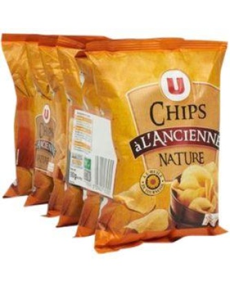 Chips à l'ancienne nature U, 6 sachets de 30g